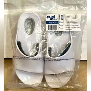 My Pillow Slides Sandals Womens 10 White Gel Impact Foam Slippers Shoe Recovery